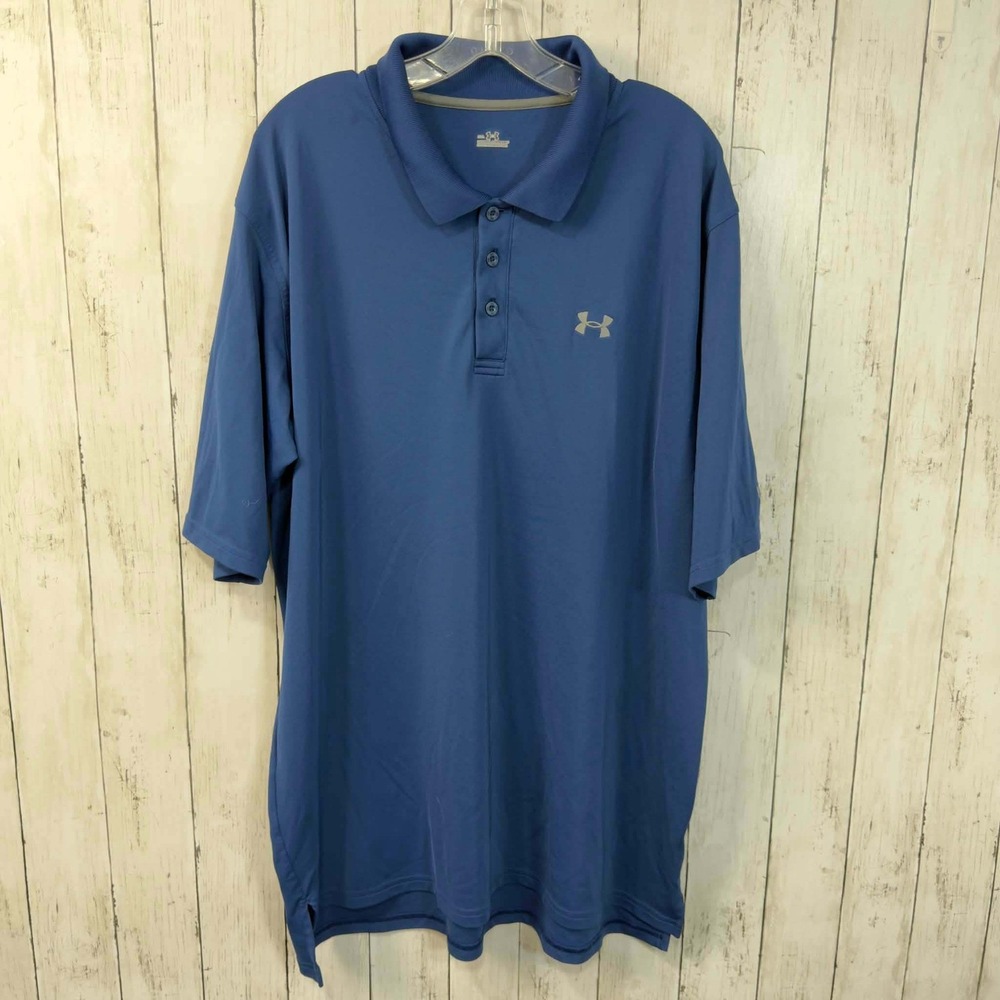 Under Armour Performance Men's Golf Polo Blue‎ Moisture Wicking Size XXL
